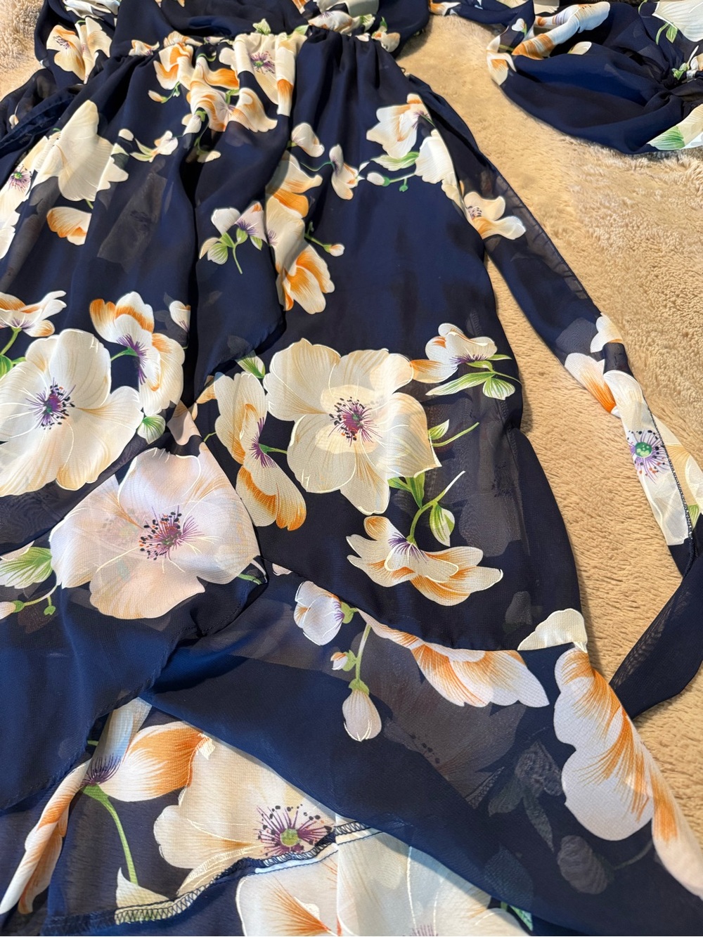 Fashion nova Floral Wrap Midi Dress - Navy - Picture 10 of 10